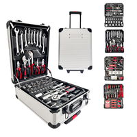 187 pièces ensemble d'outils ménagers de réparation automatique boîte à outils boîte à outils dans un boîtier de chariot en aluminium