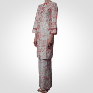 SIPO Eid élégante malaisie femmes musulmanes robe imprimé rose trompette manches moderne Baju Kurung - Product Image 4