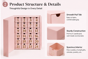 Boîte de compte à rebours de Noël personnalisée réutilisable en forme de livre, 24 tiroirs, carton rigide, design haut de gamme, bonbons, cadeaux, promotions de vacances - Product Image 6