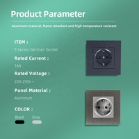 Plaque en aluminium brossé couleur or noir gris 86mm norme européenne 220V 16A prise électrique Schuko allemande murale