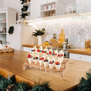 ที่วางของตกแต่งงานแต่งงานแบบกำหนดเอง ชั้นวางไม้ไผ่สำหรับจัดเก็บ จัดแสดงอาหาร ที่วางโคนไอศกรีม ที่วางโคนน้ำแข็งไส - Product Image 5