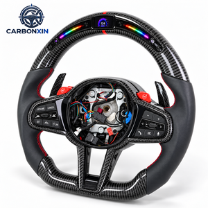 Volant en fibre de carbone avec LED pour CS M1-M6 M340i/CSL/GTS F82/F80/F87/F90/G80 avec cuir et 3 branches sportives 40 mm - Product Image 3