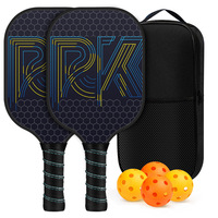 Set Raket Pickleball Kustom Trendy Grosir, Ringan, Fiberglass Cold Pressed untuk Pemula