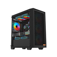 Boîtier PC Gamer GALAX Cool Wind Vertical Mid Tower M-ATX en verre trempé avec façade hexagonale en maille RGB, châssis d'ordinateur noir