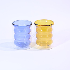 Portacandele in <span class=keywords><strong>Vetro</strong></span> Borosilicato di Alta Qualità, Vuoti e Trasparenti, per Decorazione Casa, Barattoli in <span class=keywords><strong>Vetro</strong></span> Ambrato a <span class=keywords><strong>Doppia</strong></span> Parete per Candele - Product Image 2