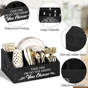 Boîte de rangement de distributeur de plateau de <span class=keywords><strong>papier</strong></span> en bois de conception classique porte-couverts pour les articles essentiels dans l'hébergement de fête - Product Image 4