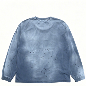 Camiseta de Manga Larga Oversize para Hombre, Negra, de Algodón Jersey, Cuello Redondo, Casual, Transpirable, Tejida, Diseño de Color Sólido - Product Image 6