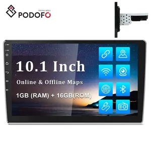 Podofo Đài Phát Thanh Xe Hơi Âm Thanh Nổi Xe Hơi Android 10 Din 1 Din Màn Hình Cảm Ứng 10.1 Inch 2,5D BT WIFI GPS FM RDS