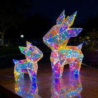 Ensemble de décorations de rennes LED irisées, sculpture de cerf holographique prismatique, lumière de Noël pour la maison, l'hôtel, le centre de table de mariage
