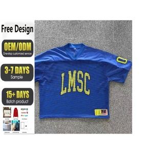 Maillot de sport en maille bleu à col en V de qualité supérieure avec impression de <span class=keywords><strong>texte</strong></span> personnalisée en polyester pour hommes - Product Image 1