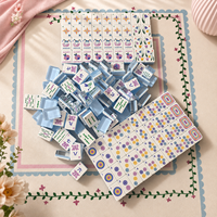 Juego de Mahjong Americano Transparente de 3 Capas, Color Azul Claro, con Exquisito Diseño Floral, Juego de Mesa para el Hogar, Regalo