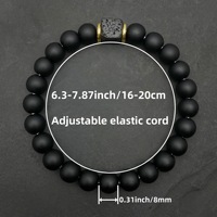 Bracelet en pierre naturelle de haute qualité, obsidienne givrée, pierre volcanique noire, bracelet pour homme en stock