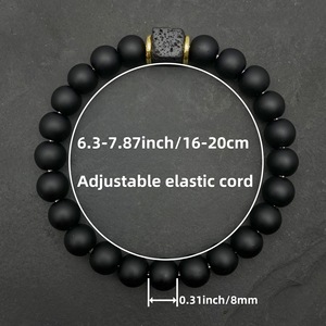 High Quality Natural Stone <strong>Bracelet</strong> Frosted <strong>Obsidian</strong> <strong>Black</strong> Glass Volcanic Stone Men's <strong>Bracelet</strong> in Stock - Product Image 3