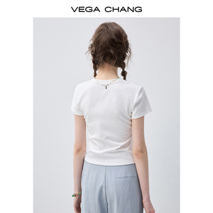 เสื้อยืดปักลายสับปะรดสีขาวสไตล์หวาน VEGA CHANG แขนสั้น คอกลม ลำลอง ลายผลไม้ สำหรับขายส่ง - Product Image 6