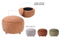 Pouf de rangement rond de style moderne en suède marron, tabouret en tissu pour salon, chambre à coucher, meuble d'appoint pour appartements