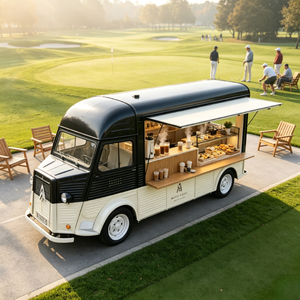 Furgone Ristorante Mobile Vintage Personalizzato con Bancone di Servizio in Legno, Area Distribuzione Caffè per Attività di Colazione in Resort - Product Image 1