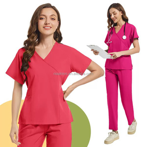 2025 Custom Medical Nurse Set for Women Modern OEM Scrub <b>Tops</b> Jogger Bottoms for Beauty Salon Veterinary Dentistry Pet Clinic - Product Image 3
