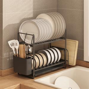 Estante moderno de acero inoxidable para toallas de cocina y escurridor de platos, estrecho, de instalación gratuita, para encimera. - Product Image 1