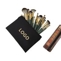 Ensemble de pinceaux de maquillage avec logo personnalisé et trousse cosmétique, kit professionnel de 12 pinceaux pour fond de teint, poudre et fard à paupières, étiquette privée, vente en gros