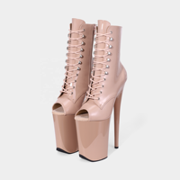 Bottines à talons hauts de luxe noires pour pole dance, sexy, 23 cm/9 pouces, super hautes, à fermeture éclair, pour la nuit, plateforme exotique, chaussures à lanières