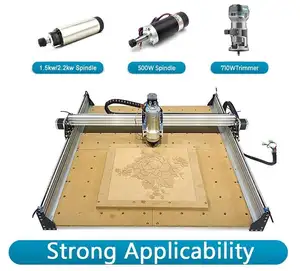 CNC Wood Router 800*800mm Area Engraving Machine With 710w Trimmer And 40w Laser For Wood MDF Cutting