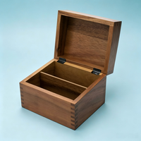 Boîte à recettes en bois d'acacia avec séparateurs, 2 compartiments, ensemble de boîtes porte-cartes en bois