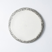 Assiette Principale en Céramique Haut de Gamme, Créative, Texturée, en Porcelaine Bleue Mouchetée, pour Service de Steak en Restaurant Commercial