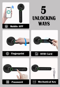 Safe Tuya Fingerprint Digital <strong>Door</strong> Handle Biometric <strong>Finger</strong> Print Password Smart <strong>Door</strong> <strong>Knob</strong> Key Card App Intelligent <strong>Door</strong> Lock - Product Image 5