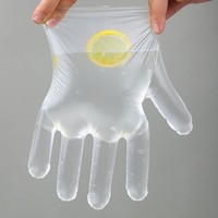 Gants jetables en PE imprimés en couleur pleine, personnalisés avec des dessins animés, emballés individuellement, gants transparents pour la restauration