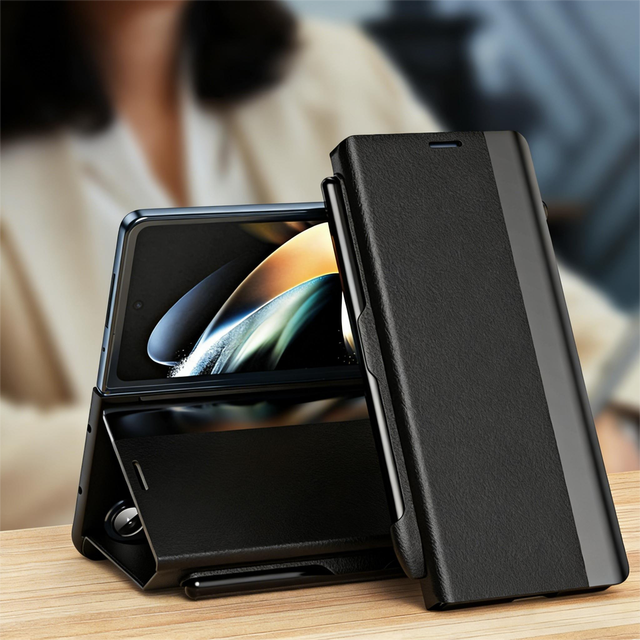 For Samsung galaxy Z Fold 4/5/6/7 case Pu Pc Hybrid Full Protective Flip Stand Phone case for Samsung Z Fold 4 with Pen Slot