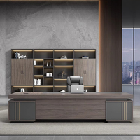 Bureau de direction moderne haut de gamme avec chaise en bois, combinaison de mobilier de bureau simple, fabricant chinois