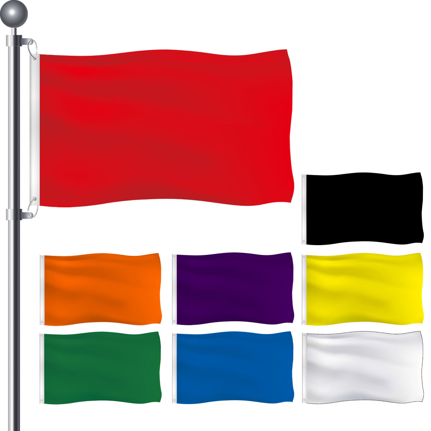 Fabricant expédition rapide bricolage 3x5ft pied solide blanc noir violet Orange rouge bleu vert drapeau plaine blanc drapeaux vierges