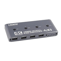 Commutateur KVM USB 4 ports Oright pour sortie 4-en-1, prend en charge 4 ordinateurs, 4 USB 2.0, 1 pour port, 4K 30Hz, alliage d'aluminium, CE/FCC/RoHS
