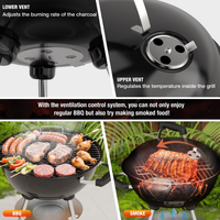 Barbecue au charbon de bois pliable moderne de qualité supérieure avec dispositif de sécurité anti-éclatement, en fer durable, commande par bouton, compact pour la cuisson en camping