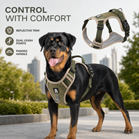 Harnais réfléchissant anti-traction pour chien avec gilet rembourré doux, sangle de poitrine réglable en Oxford pour chiens de taille moyenne à grande, entraînement en extérieur