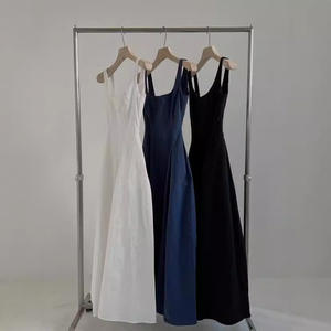 Korean Style Elegant Summer Midi Dress Fashionable Solid Color Sleeveless Suspender Waist-Cinching Slimming Women's Tank Top - Product Image 6