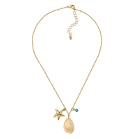 Nuevo Collar Clásico de Moda con Colgante de Concha y Estrella de Mar, Chapado en Oro, Serie Océano, para Mujer, Ideal para Fiestas