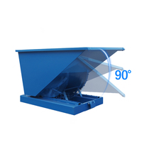Bac à déchets en acier avec système d'inclinaison, bac à déchets en acier robuste à basculement automatique, revêtement galvanisé, bac à déchets pour chariot élévateur