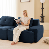 Canapé modulaire en forme de U moderne pour salon, tissu en velours côtelé, ottoman mobile, bordure perlée, design capitonné