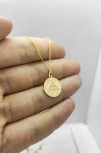 14K emas padat semua melihat mata kalung cakram emas liontin pribadi semua melihat mata pesona mata dari Providence perhiasan - Product Image 4