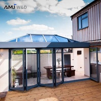 Système de porte coulissante accordéon imperméable pour patio NFRC CSA, portes pliantes en aluminium à double vitrage