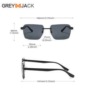 Gafas de sol sin marco Greyjack para mujer, montura metálica, lentes de PC, UV400, ligeras, para conducir, protección solar - Product Image 4