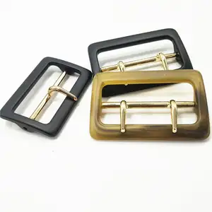 Diseño de moda personalizado oro Metal doble Pin cuero cinturón Pin hebilla para hombres