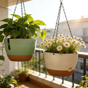 <span class=keywords><strong>Maceta</strong></span> Colgante de Plástico de Doble Cadena con Autorriego para Suculentas, con Orificio de Drenaje, Capacidad de 2.8-7L, ¡Venta Caliente! - Product Image 6