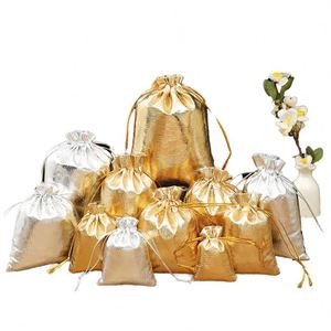 Factory Outlet Heavy Duty PVC Gold Drawstring <b>Bag</b> Jewelry Pouches Wedding <b>Party</b> Christmas Favor <b>Gift</b> Custom Logo Candy Chocolate - Product Image 1