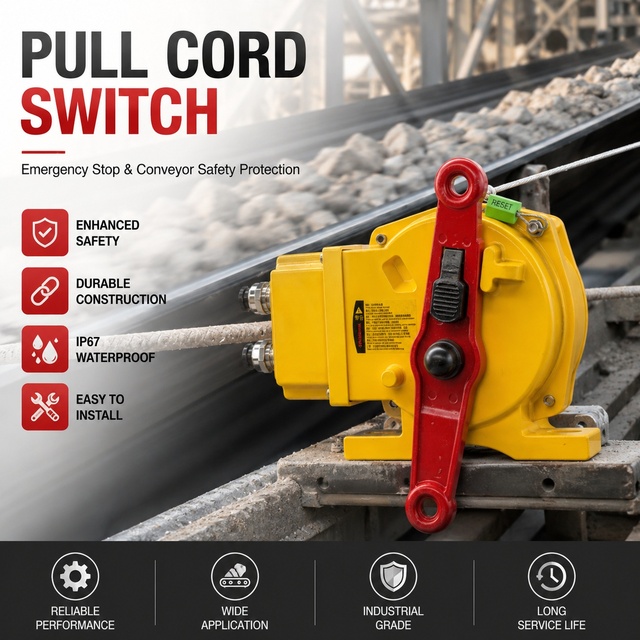 IP67 Smart Industrial Bi-directional E-Stop Pull Cord Switch AC380V/DC24V 5A
