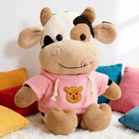 Peluche mignonne en forme de vache, jouet en fourrure, coussin décoratif en forme d'animal, vente en gros d'usine avec logo personnalisé