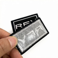 Patch brodé rectangulaire noir haute densité TAJIMA, personnalisable avec logo, à coudre, réfléchissant, pour chapeau et tenue de sécurité, faible MOQ