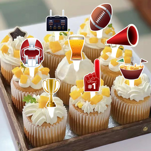 24PCS Topos de Bolo Temáticos do <span class=keywords><strong>Super</strong></span> <span class=keywords><strong>Bowl</strong></span>, Decorações para Festas - Product Image 5