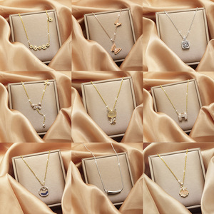 Collier élégant en acier titane pour femme Sweet <span class=keywords><strong>Mori</strong></span>, chaîne de clavicule tendance avec pendentif géométrique, design polyvalent et à la mode - Product Image 2